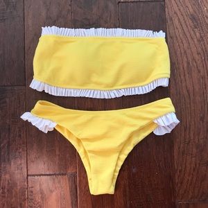 Yellow Ruffled Bikini Bottoms